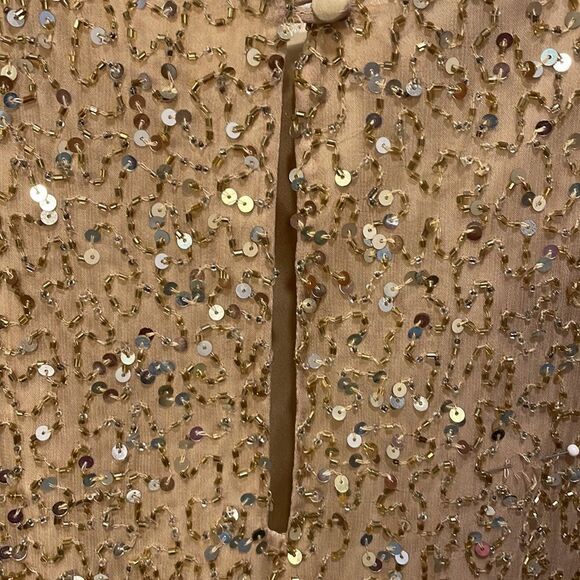 Pisarro Nights Woman’s gold beaded silk dress - Picture 8 of 11
